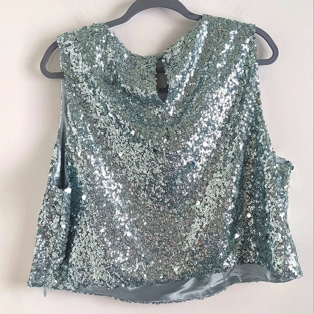 CITY Chic Blue Topaz Sequin Top 22 Maximalist Dopamine Dressing Party